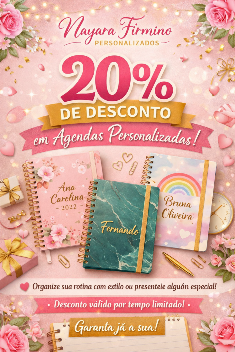 20% de Desconta na Agenda Personalizada