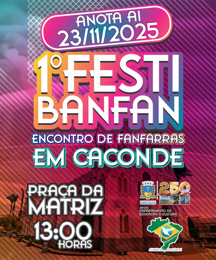 1º FESTIBANFAN reúne fanfarras e bandas marciais em Caconde em um grande espetáculo musical