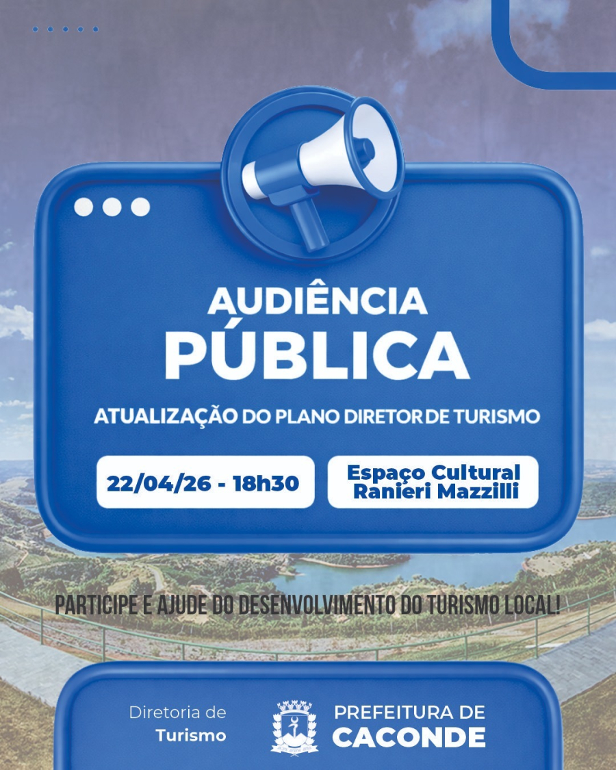 Audiência Pública vai discutir atualização do Plano Diretor de Turismo de Caconde