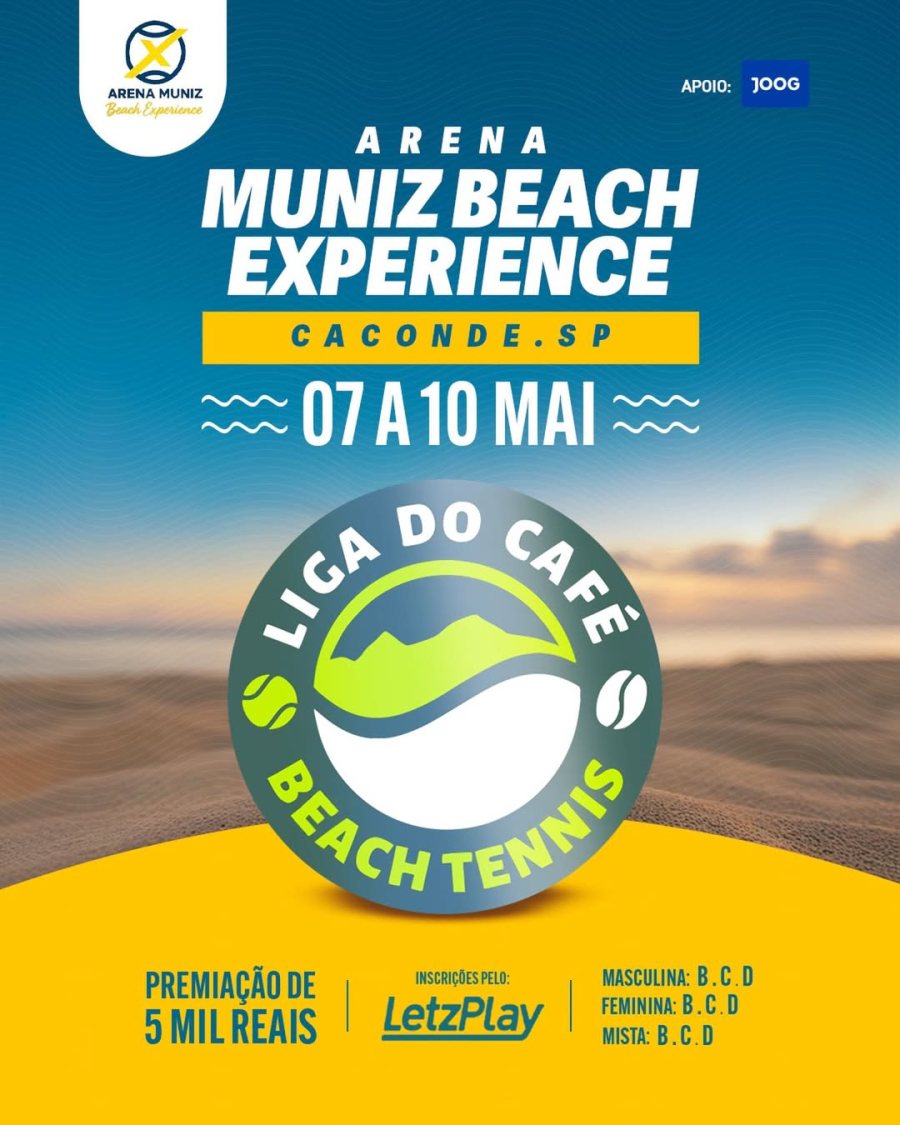 Arena Muniz recebe etapa da Liga do Café de Beach Tennis em Caconde