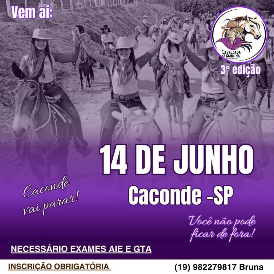Cavalgada Feminina de Caconde chega à 3ª edição e promete movimentar o município no dia 14 de junho