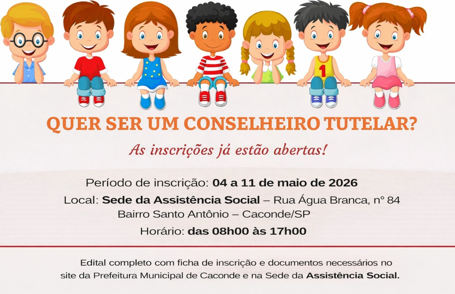 Inscrições abertas para o Conselho Tutelar em Caconde