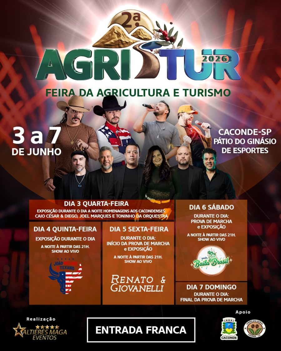 AGRITUR 2026 agita Caconde com shows, prova de marcha e valorização do agro