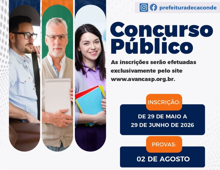 Prefeitura de Caconde abre inscrições para Concurso Público 001/2026 com vagas para Motorista e Professor